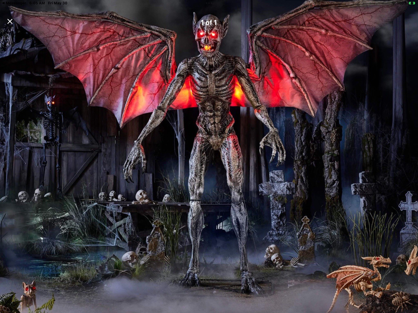 Spirit Halloween Animated Animatronic Life Size Predator Of The Night Giant Bat