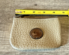 Dooney Bourke Vintage AWL Coin Purse Taupe Duck Logo Zip Change Pouch Leather