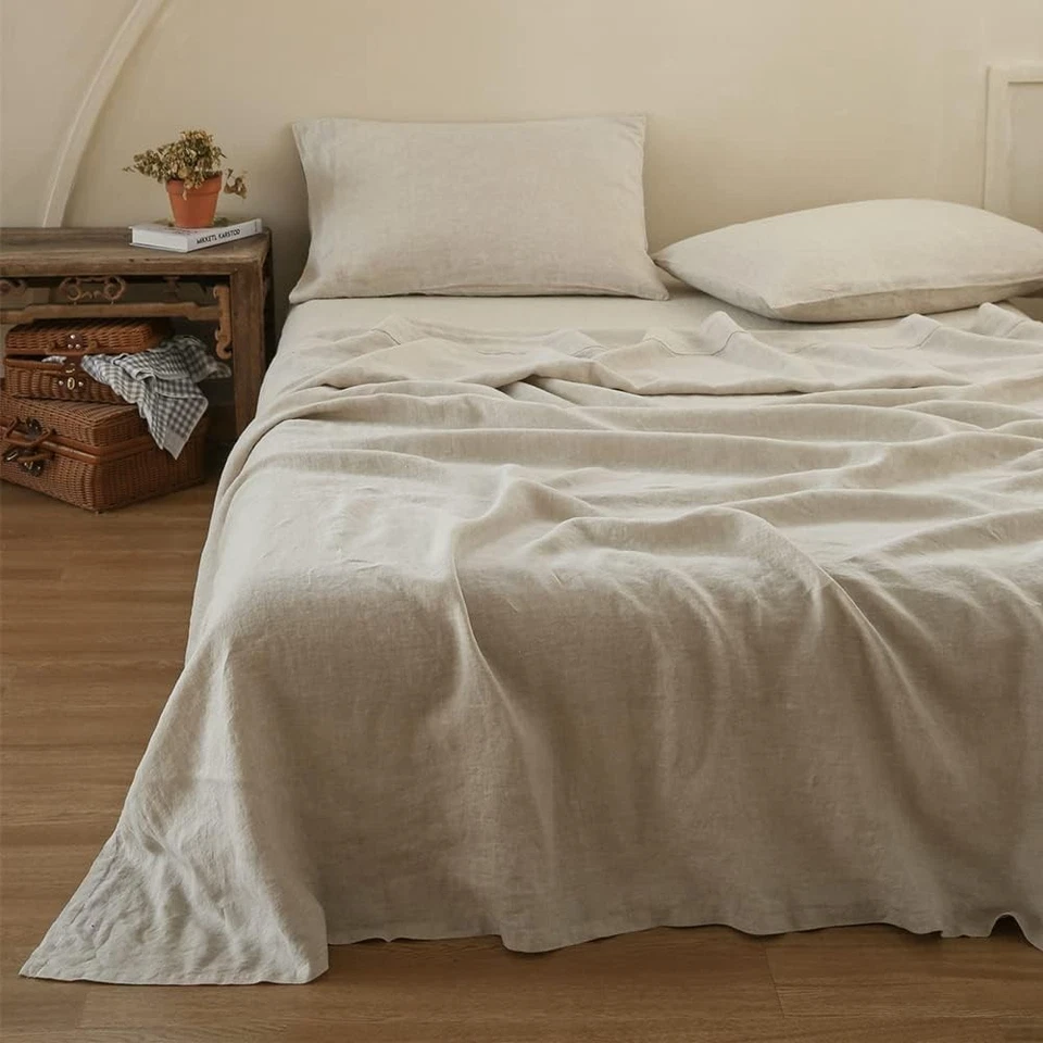 French Flax Linen Flat Sheet - Soft and Breathable - Image 3 of 4