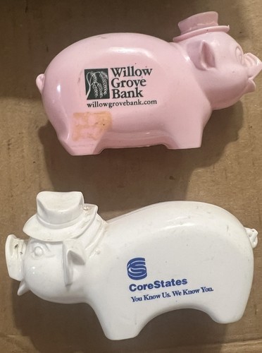 Lot Hard Plastic Advertising Piggy Banks Vintage Willow Grove Bank & CoreStates - Picture 10 of 12