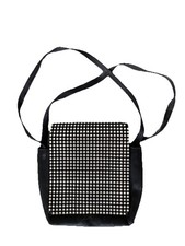 Vintage Walborg Black Satin Crystal 1950s Purse Handbag 7  x 6  