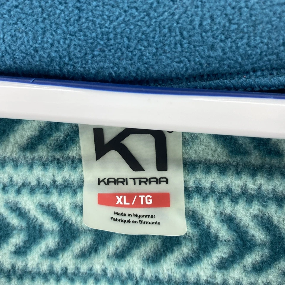 Kari Traa Flette Fleece Jacket Womens XL Blue Green Geometric Full Zip - Image 2 of 4