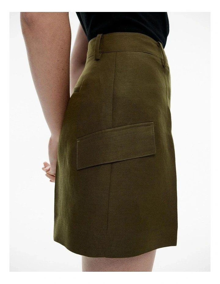 Witchery Utility Shorts Khaki Green Linen Blend Size 10 EUC