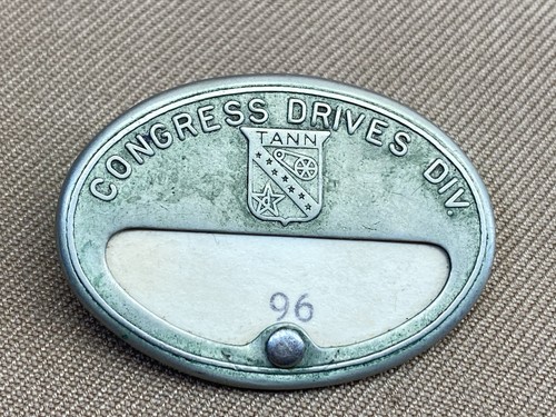 División de unidades de congreso vintage TANN Pulley Co. Insignia de identificación de empleado #96 antigua bonita - Imagen 1 de 7