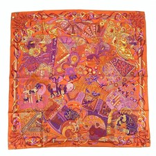HERMES AU FIL DU CARRE Silk 90cm Scarf Multicolor Women's Pre-owned