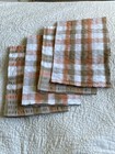 Vintage 70s 80s cotton seersucker napkins VW Camper Caravan Brown tan white x4