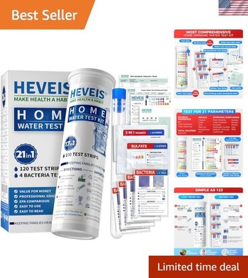 21-in-1 Home Drinking Water Testing Kit - 120 Strips + 4 Bacteria Tests - Tap...