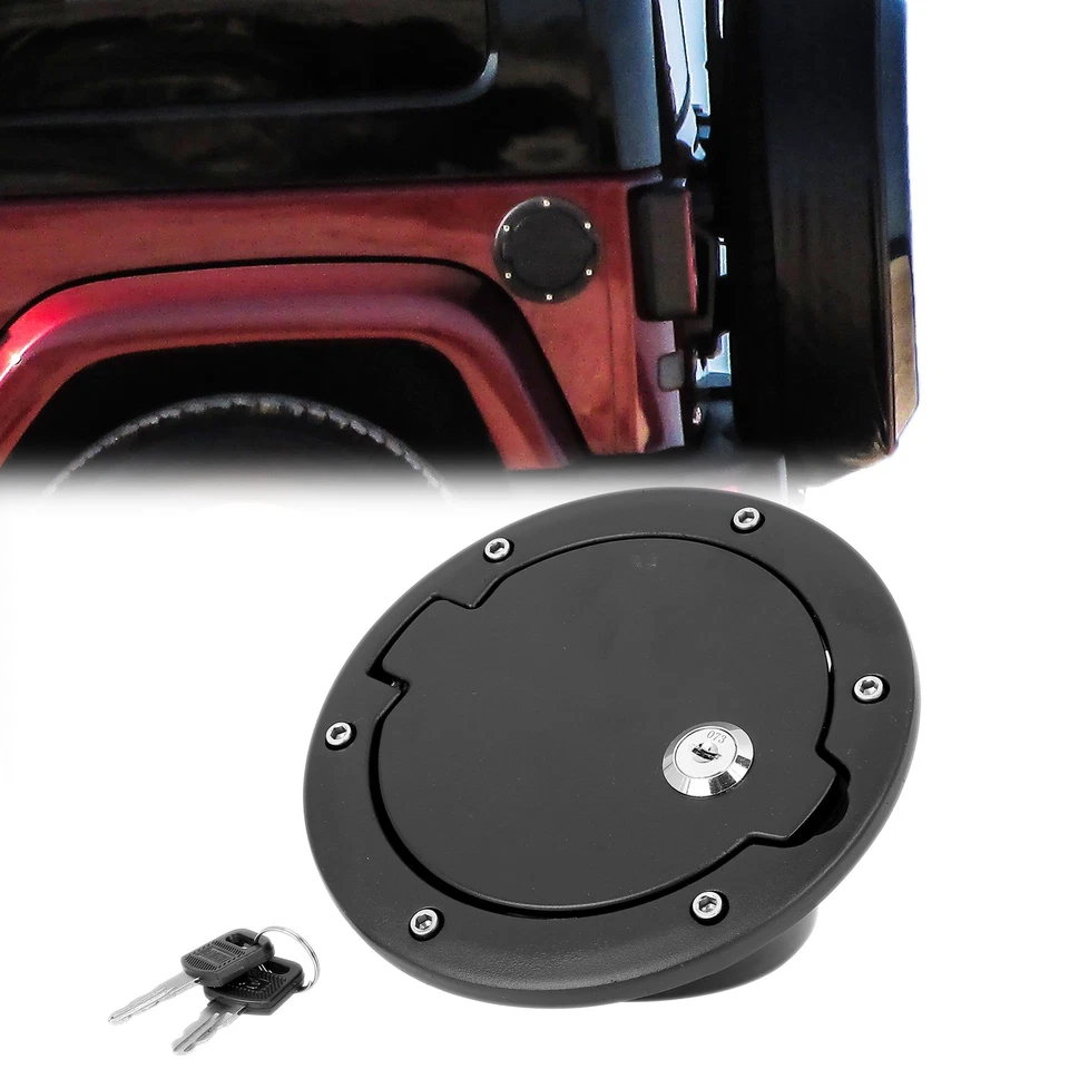 Cubierta del tanque de combustible de la puerta trasera tapa de llenado de gas individual personalizada para Jeep Wrangler JK 2007 Foto 4 de 4