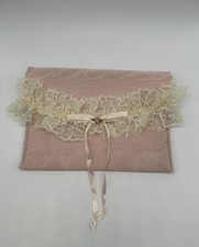 Victoria  s Secret Gold Label Lingerie Bag with Lace Trim Faux Pearls Vintage USA