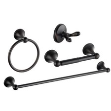 4 Piece Bathroom Accessory Set Adjustable Towel Bar, Towel Ring, Toilet Paper Ho