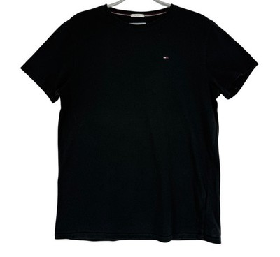 Tommy Hilfiger Herren Lässig Regular Fit Rundhals Schwarz T-Shirt Größe S