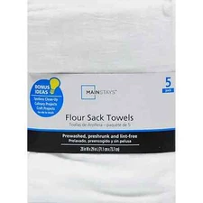 Mainstays 5-Piece Flour Sack Kitchen Towels, White