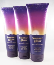(3) Bath & Body Works Purple Sunset Glow 24hour Ultra Shea Cocoa Body Cream 8oz