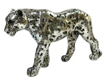 27.5cm Standing Leopard Wild Cat Ornament Figure Statue Sculpture Gold or Silver