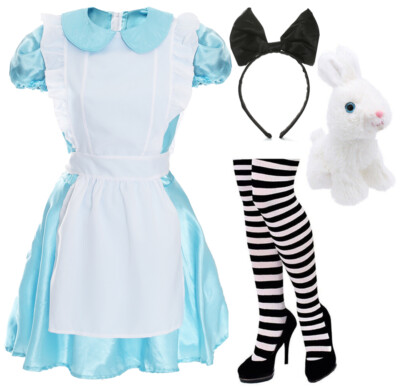 DAMEN ALICE IM WUNDERLAND KOSTÜM KLEID LEHRER WELTTAG DES BUCHES KOSTÜM