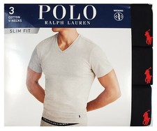 Polo Ralph Lauren Men's Black Moisture Wicking Slim Fit V-Neck T-Shirt 3 Pack