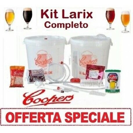 KIT DI FERMENTAZIONE BIRRA "LARIX"+MALTO COOPERS 23 LT PER FARE BIRRA COMPLETO - Foto 1 di 1