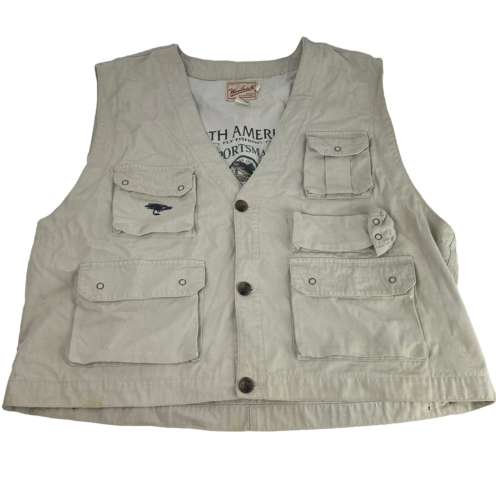 Vintage Woolrich Fishing Best XXL 2XL Khaki Camping Photography Tan Cotton