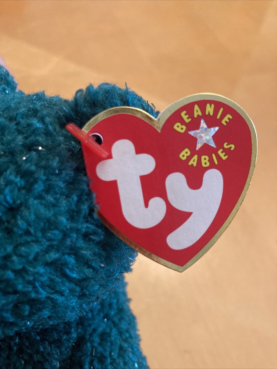 TY Beanie Baby 2000-2001 Holiday Teddy Green Bear RARE RETIRED TAG