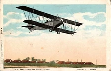 Vintage Postcard U.S. Army Aeroplane in Flight  Biwing Biplane             P-107