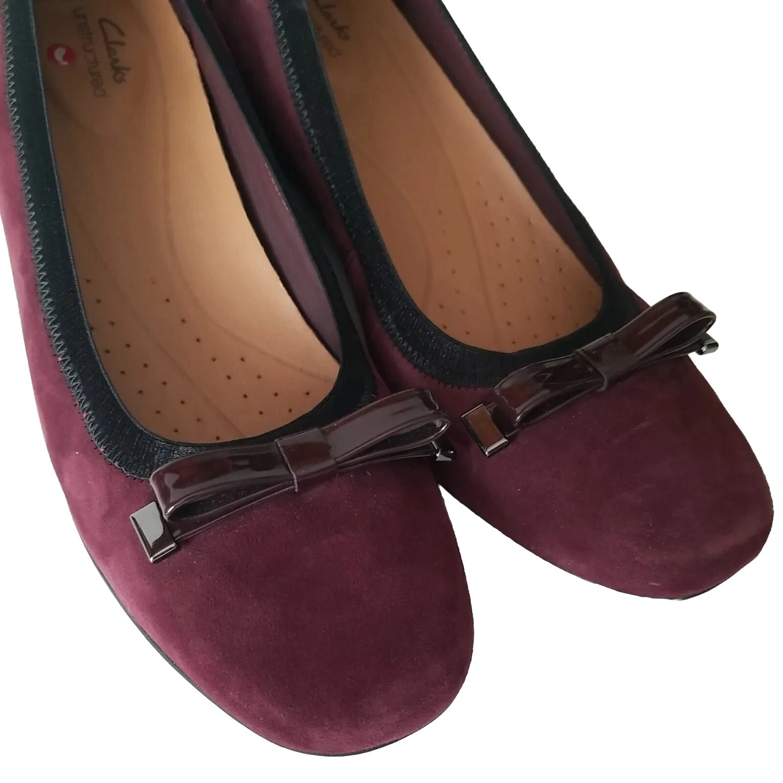 Ballerine Clarks in camoscio taglia US 9 5 non strutturate non Darcey Fiocco Viola NUOVO