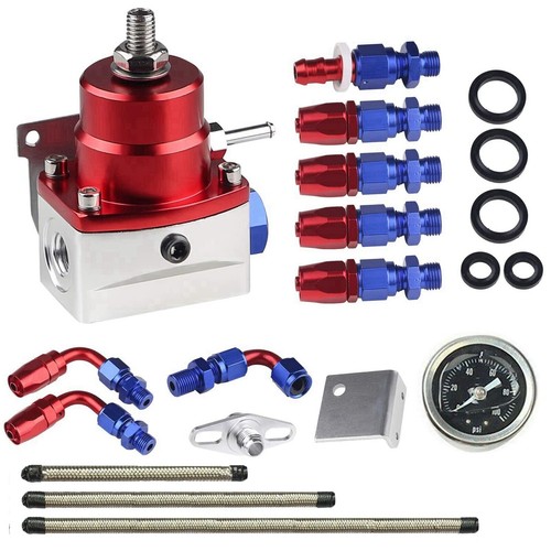 Universal Adjustable Fuel Pressure Regulator Kit AN 6 Fitting End+100 Psi Gauge eBay