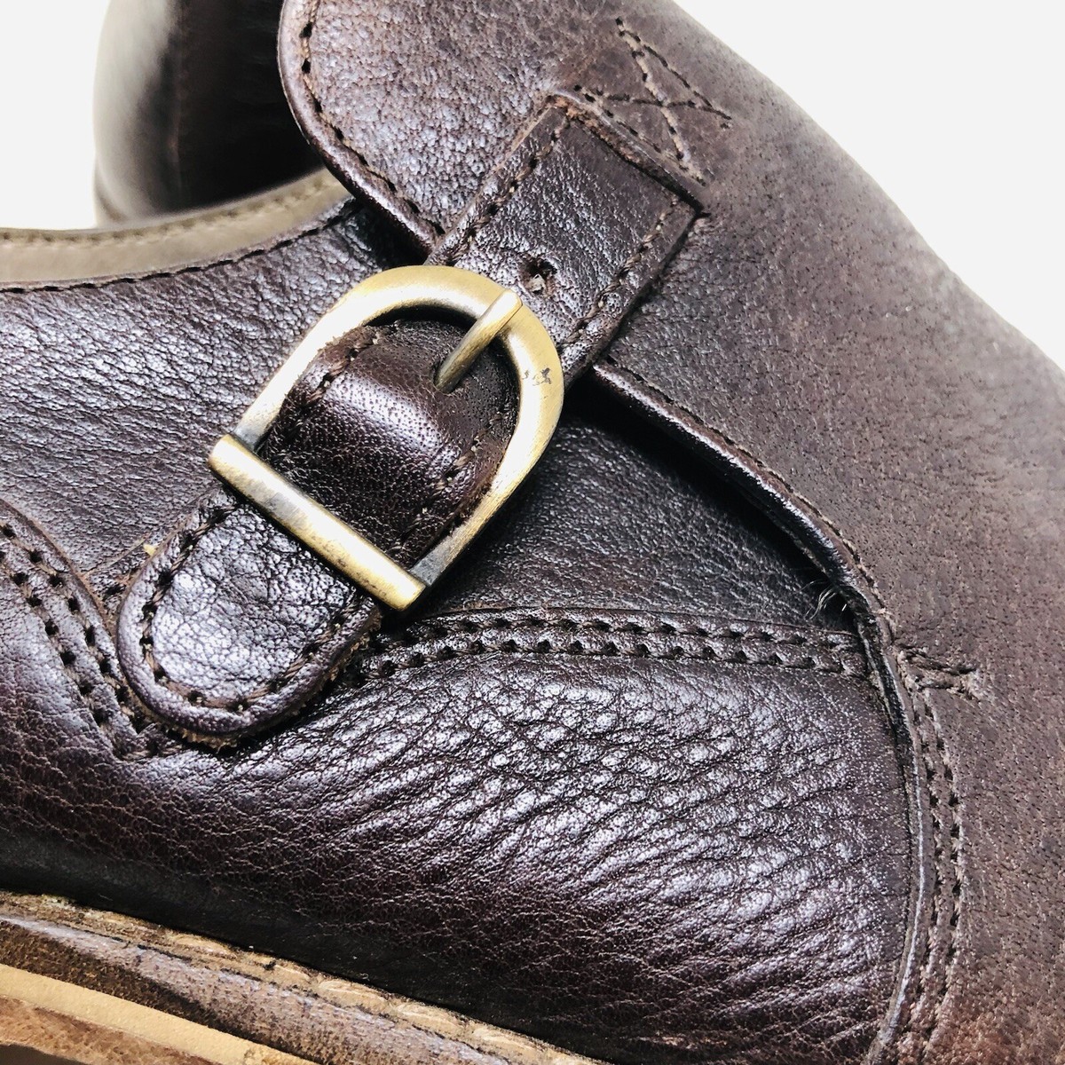 Valuni Brown Pebbled Leather Buckled Strap Oxfords Amazon.com | La Milano Men main image 4
