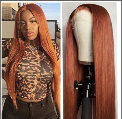 Ingwer Orange gerade HD Lace Front Perücke Mensch Remy [13x4] - 28 Zoll