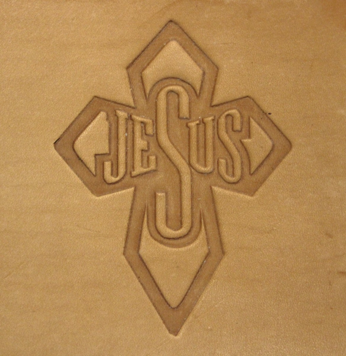 ACRYLIC Leather Embossing Stamp JESUS CROSS for Veg Tan