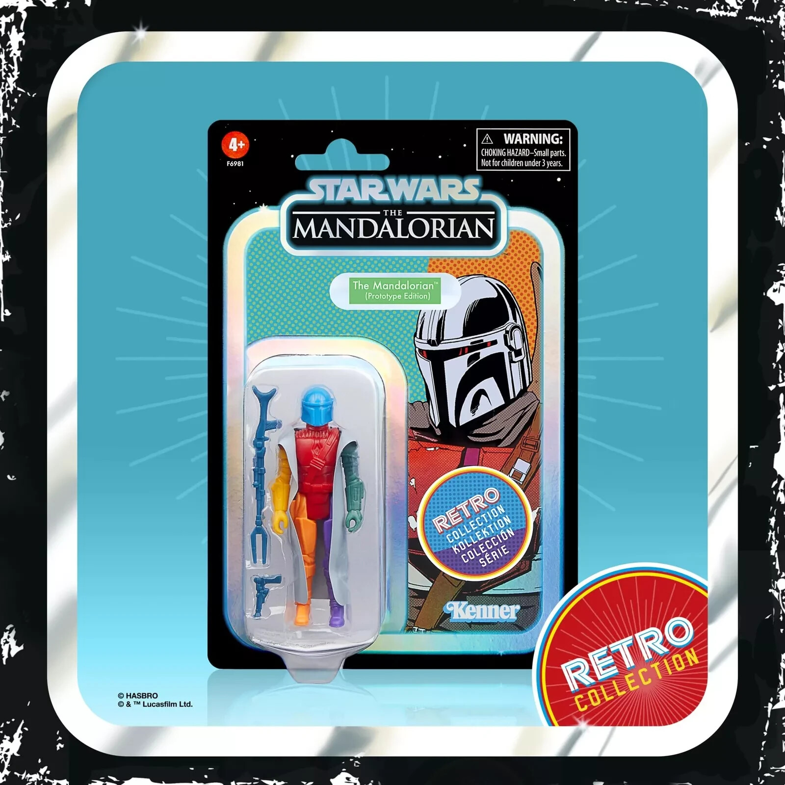Star Wars Retro Collection Mandalorian Prototype Action Figure Blue Helmet NEW