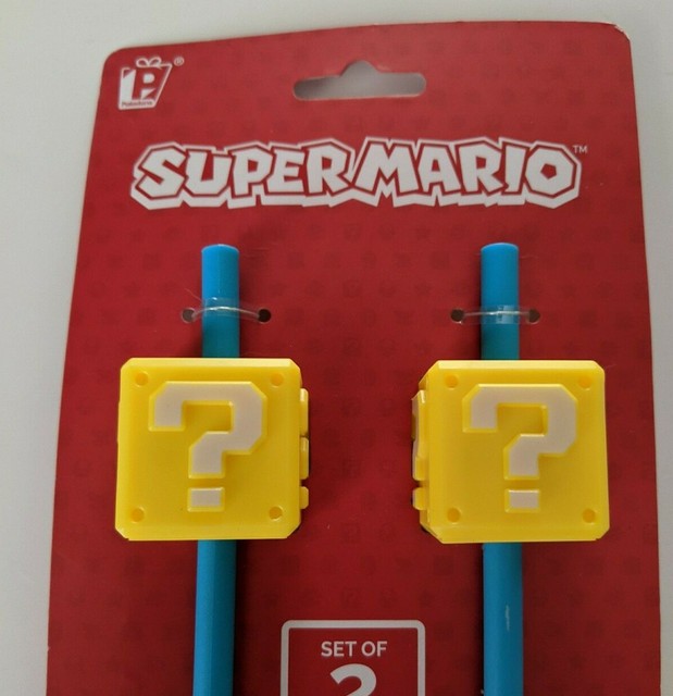 Super Mario Reusable Straws Question Block, Official Nintendo Product