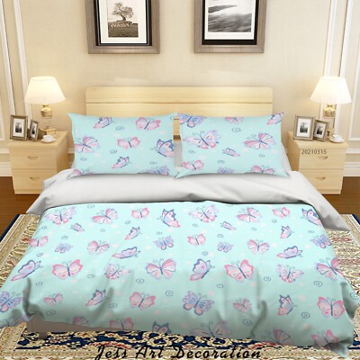 3D Cartoon Butterfly Pattern Color Quilt Cover Set Bedding Sets Pillowcases 64