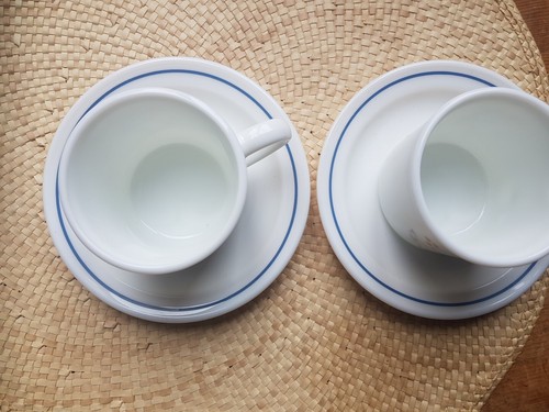 Vintage Pyrex BLUE IRIS Tea Cup and Saucer X2 - Picture 3 of 8