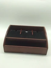 Brookstone Charging Valet Station Wood Phone iPad Nightstand  Desk Organizer