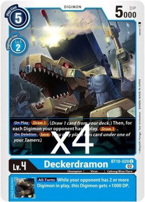 4X Digimon Card Game Deckerdramon BT10-020 Uncommon NM