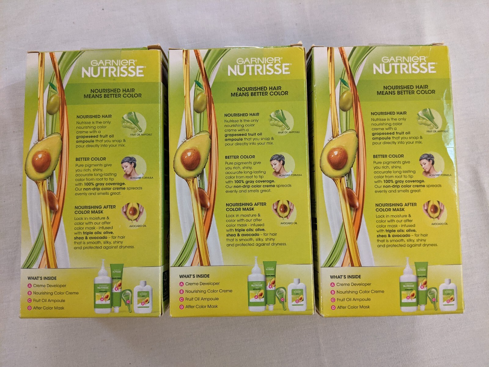 (3-PACK) GARNIER NUTRISSE Nourishing Color Creme, 33 DARKEST GOLDEN BROWN