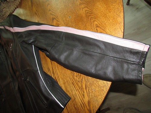 Harley Davidson Womens Pink Black Leather Riding Jacket, Size 1W OUTSTANDING - Picture 8 of 12