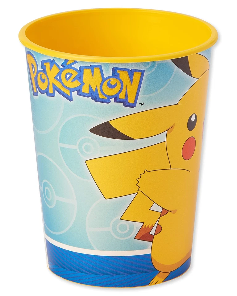 12 tazas de plástico reutilizables de 16 oz Pikachu Pokemon suministros para fiestas de cumpleaños Foto 3 de 4