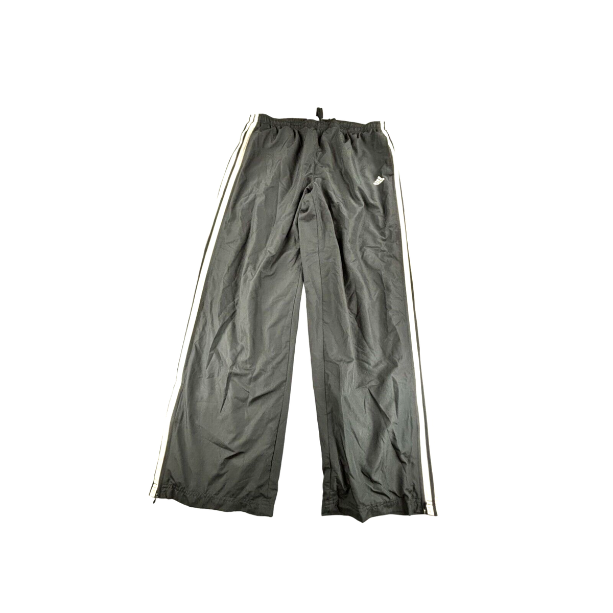 Adidas Black Track Pants Mens XL White Stripes Zip Leg Drawstring