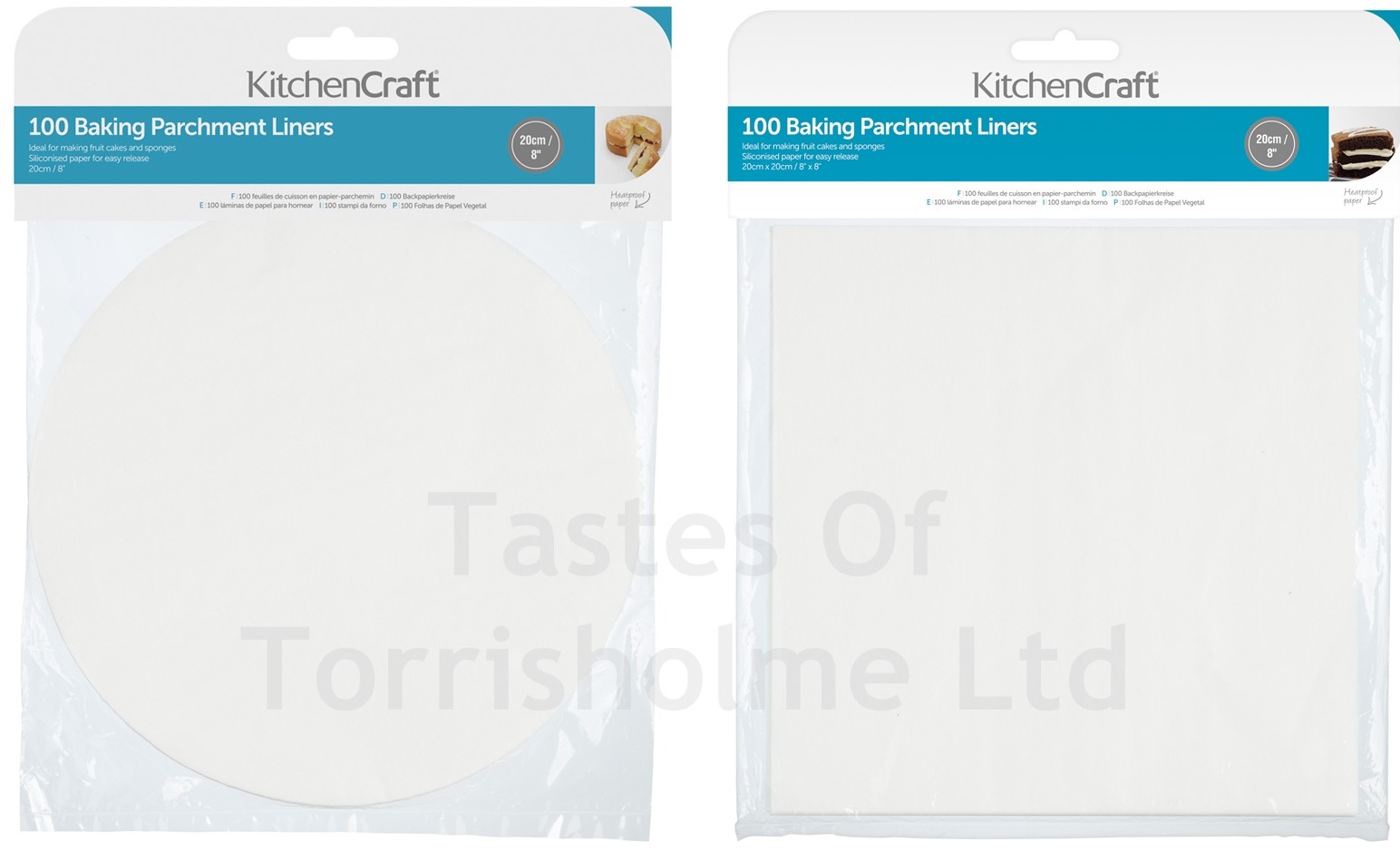 Kitchen Craft 100 x Pre Cut Silicone Paper Baking Parchment Cake Tin