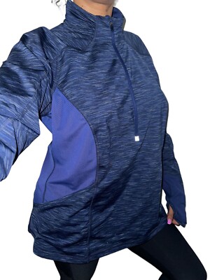 Lucy Tech Womens Pockets Jacket Sz XL Half 1/4 Zip Blue Twist Activewear Running