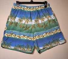 Vtg 90s Speedo Swim Trunks Shorts Mens M 7" Inseam Colorful Floral Print Hawaii