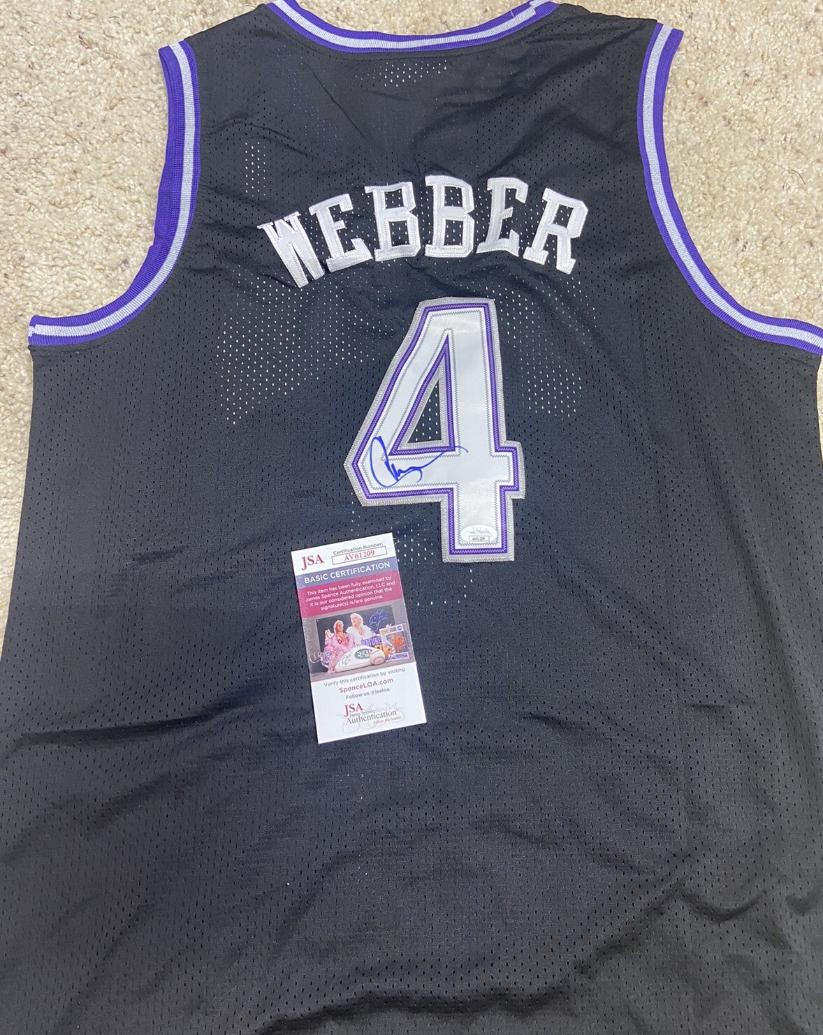 Chris Webber Autographed Signed Sacramento Kings Auto Kings Jersey JSA COA 