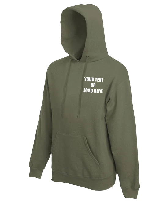 Custom Printed Your Text Fruit of the Loom Premium 70/30 Hooded Sweatshirt Top