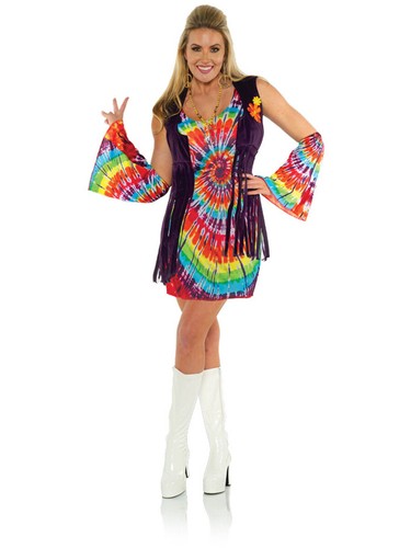 Women's 60s Hippie Revolution Groovy Dress Costume - 第 1/1 張圖片