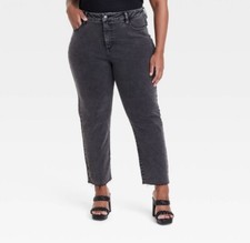 Womens High-Rise Cropped Slim Straight Jeans Ava  Viv Charcoal Gray Size 24 NWT