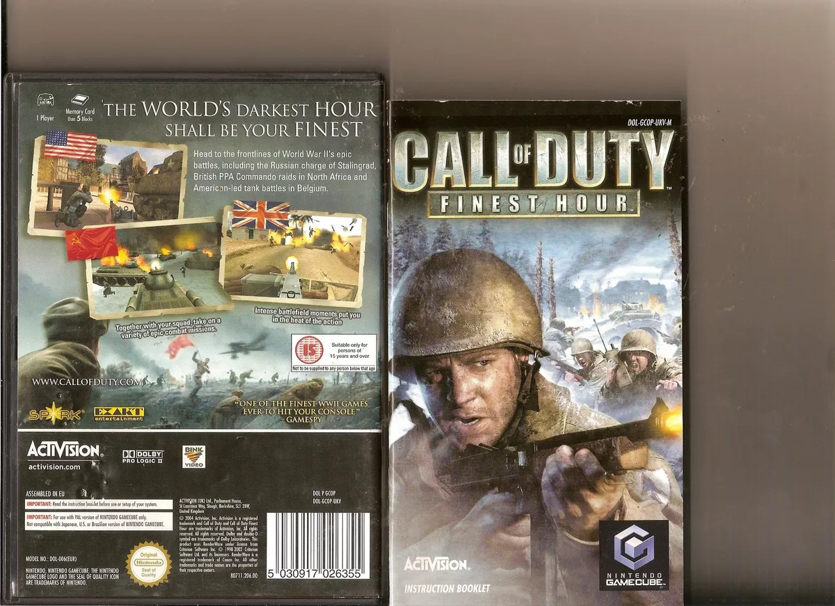 CALL OF DUTY FINEST HOUR NINTENDO GAMECUBE WII COD