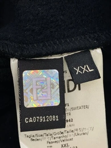 Felpa con cappuccio pullover FENDI Zucca fantasia linea laterale XXL cotone nero FY0981 A2F1