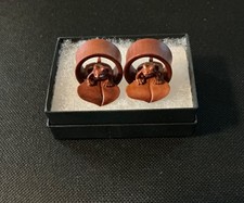 1 para drewnianych wskaźników do uszu ręcznie rzeźbiony tunel z żabą na liściu wewnątrz ROZMIAR 1" (25mm)