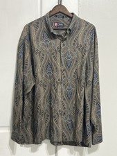 1990s Chaps Ralph Lauren LS Dress Shirt Brown Blue Floral Men’s Size XXL. 70
